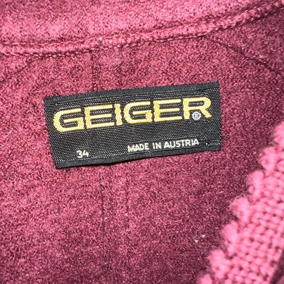 Geiger Austria 100% Wool Jacket – Plum Boiled Wool, Alpine Heritage, Size 34 - Picture 4 of 8